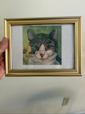 Cat print Gold tone frame